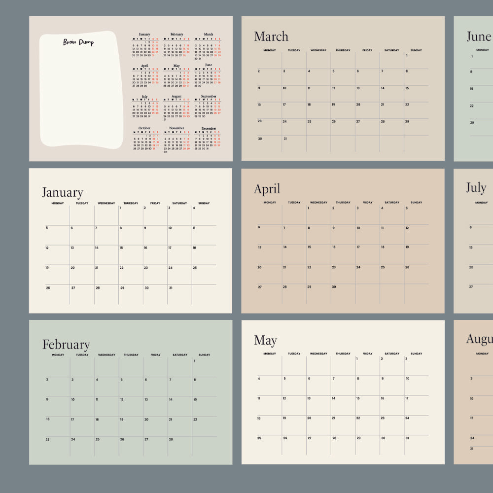 Boho Scandinavian Minimal Style A5 2026 Desk Desktop Calendar