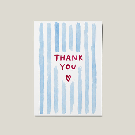 Thank You Water Colour Striped Card