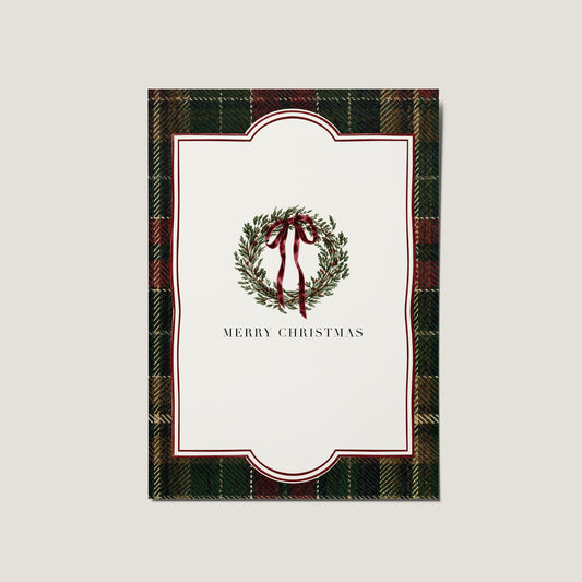 Tartan Merry Christmas Wreath Card