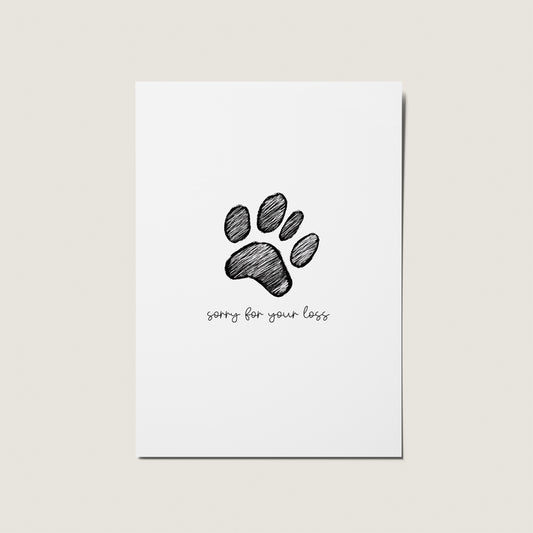 Pet I'm Sorry For Your Loss Paw Print Sympathy Card