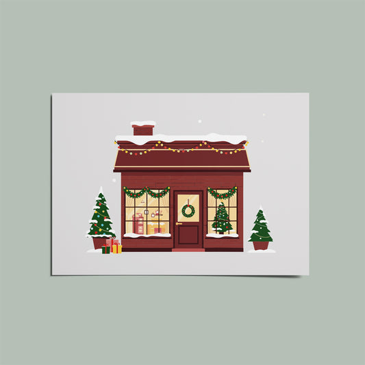 Festive Shop Front Christmas Card