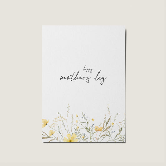 Happy Mothers Day Spring Floral Illustration Card