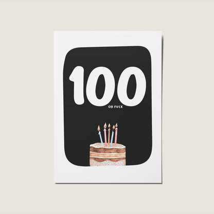 Various Ages Oh Fuck Birthday Cake Illustrated Happy Birthday Card