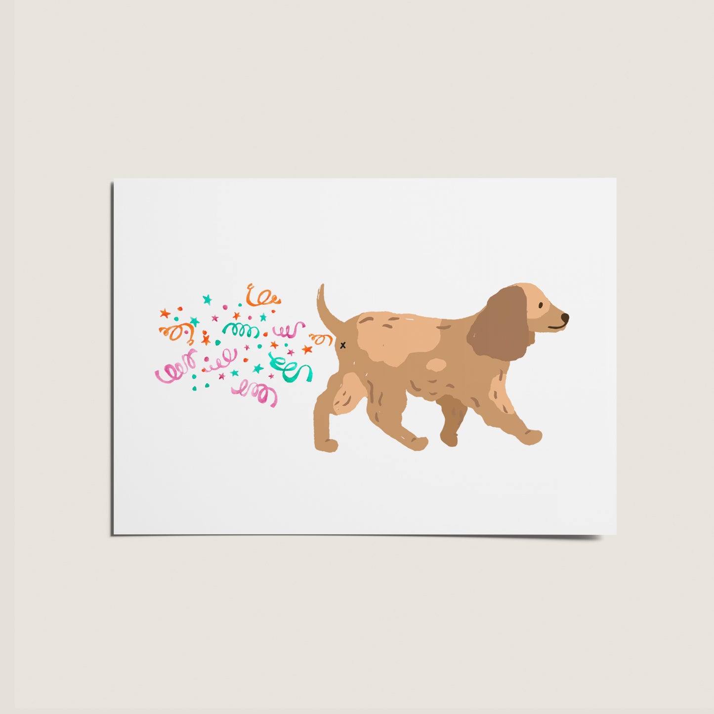 Colourful Dog Confetti Butt Hole Celebration Card