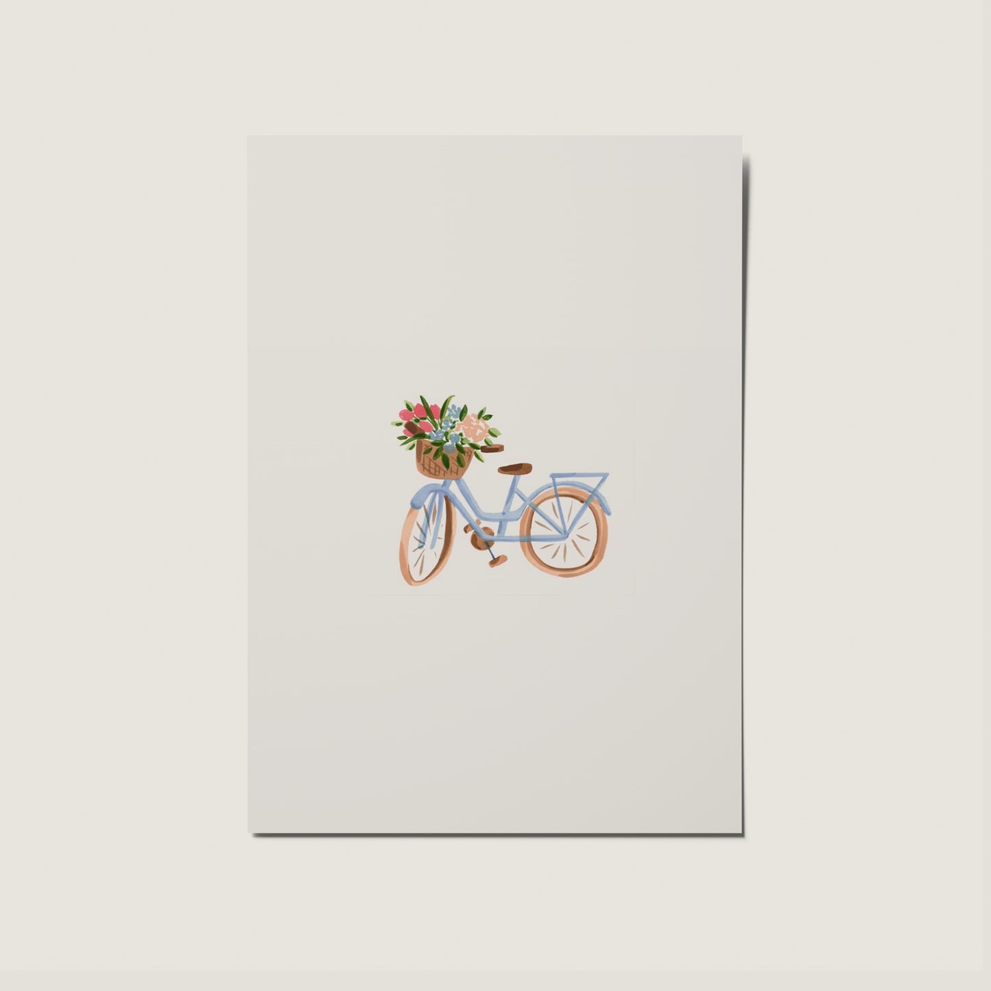 Watercolour Bike with Flowers No Occasion Minimal Simple Card