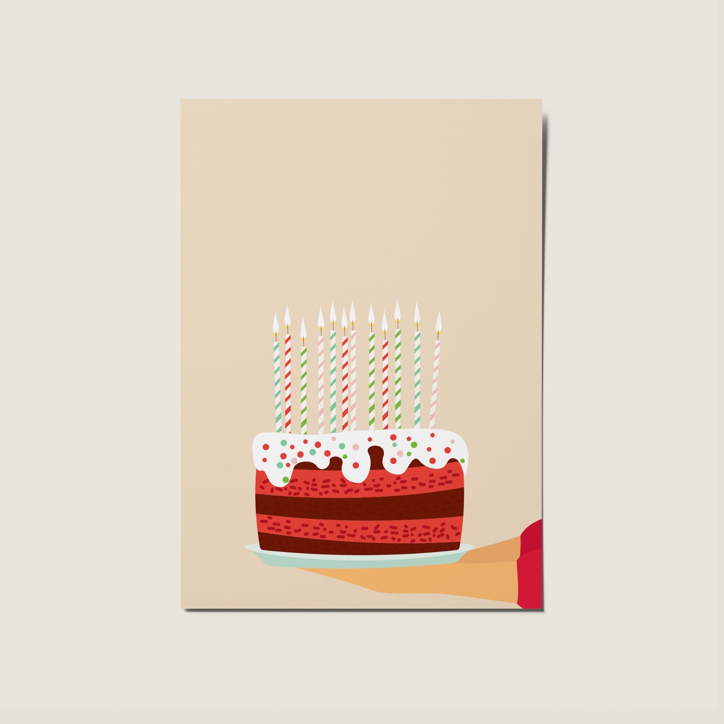 Happy Birthday Cake Celebration Fun Colourful Illustrated Card