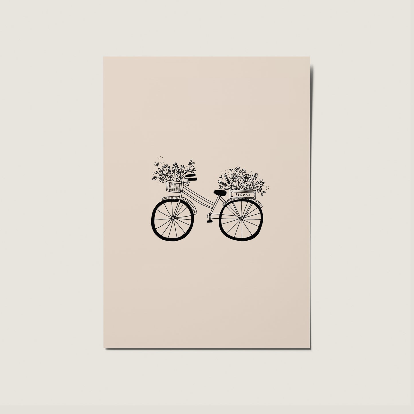 Minimal Line Drawing Bike with Flowers No Occasion Simple Card
