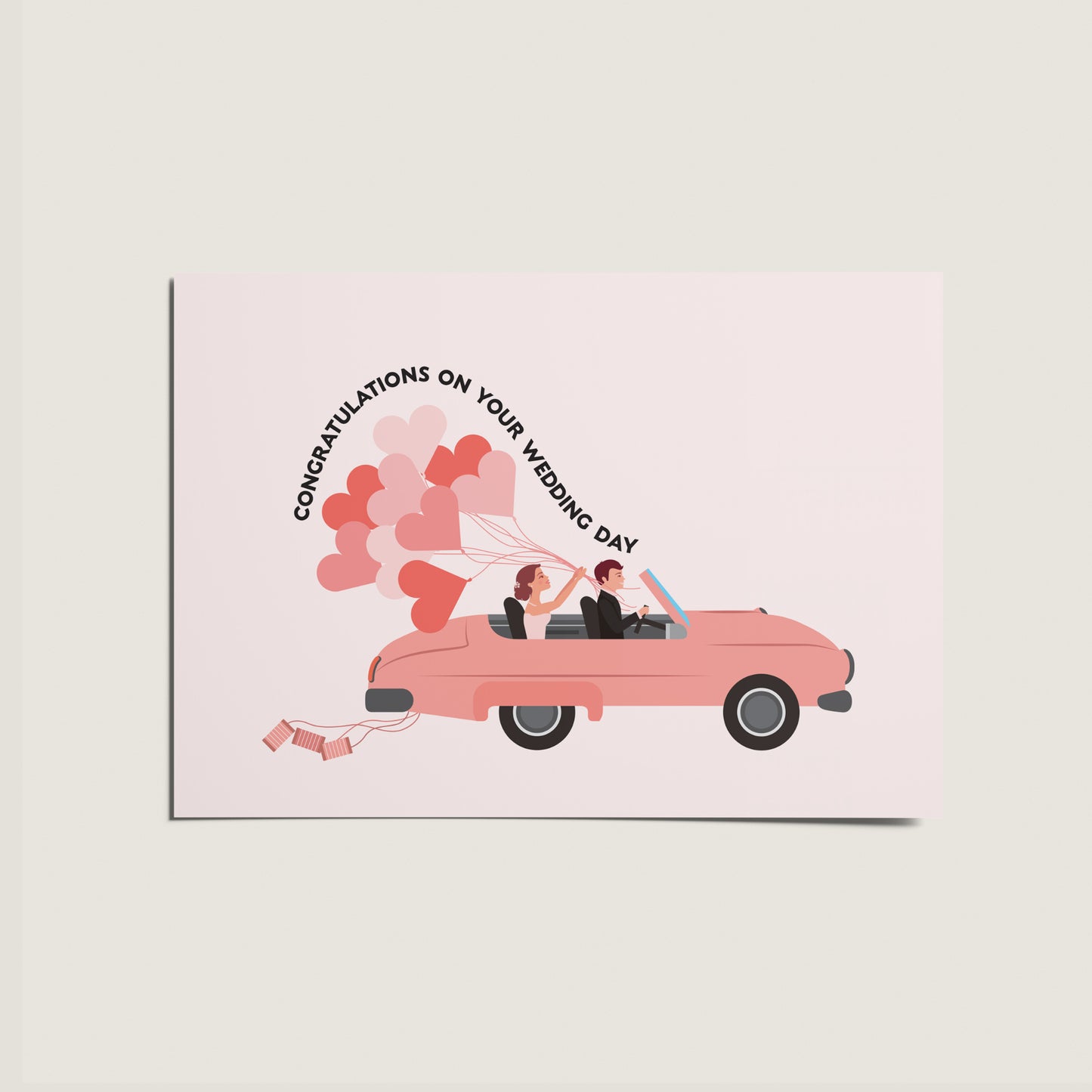 Congratulations On Your Wedding Day Bride Groom Car Newly Weds Card