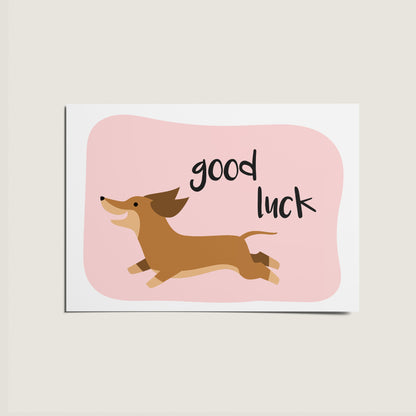 Good Luck Corgi Sausage Dog Dachshund Illustrated Card
