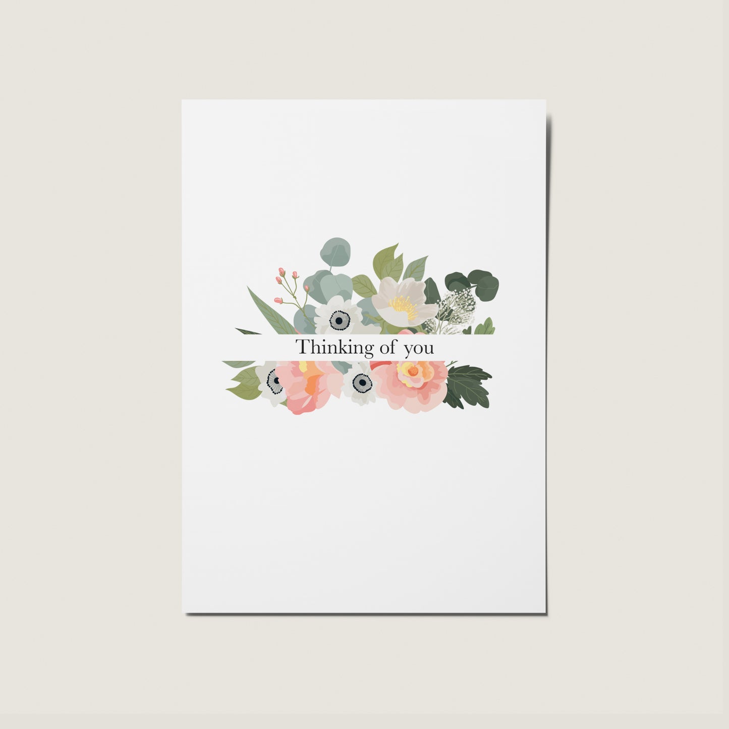 Thinking Of You Floral Illustrated Minimal Bouquet Card