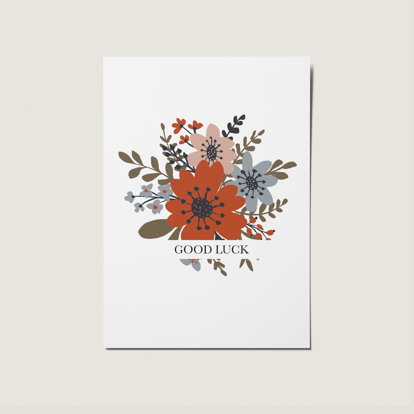 Good Luck Floral Illustrated Minimal Bouquet Card