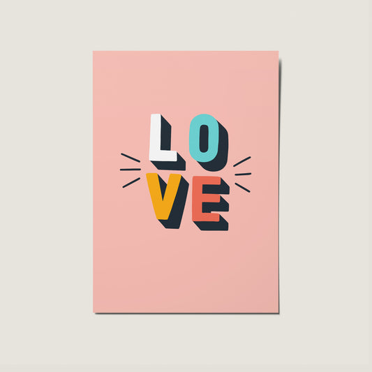 Love Fun Retro Bold Colourful Illustrated Card