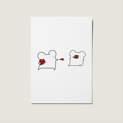 Love Bugs Cartoon Illustrated Heart Card