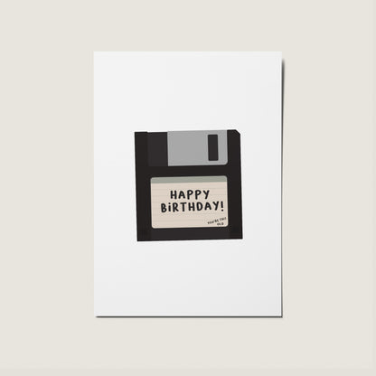 Floppy Disk Happy Birthday Vintage 90s Retro Card