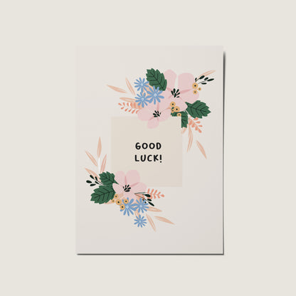 Good Luck Floral Illustrated Minimal Boho Pink Card
