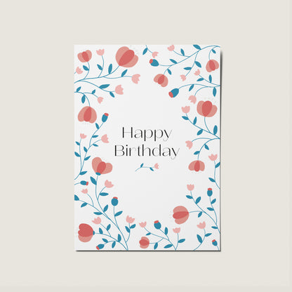 Happy Birthday Tulip Illustration Minimal Card