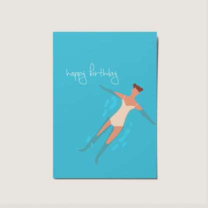 Happy Birthday Girl / Woman Swimming Card