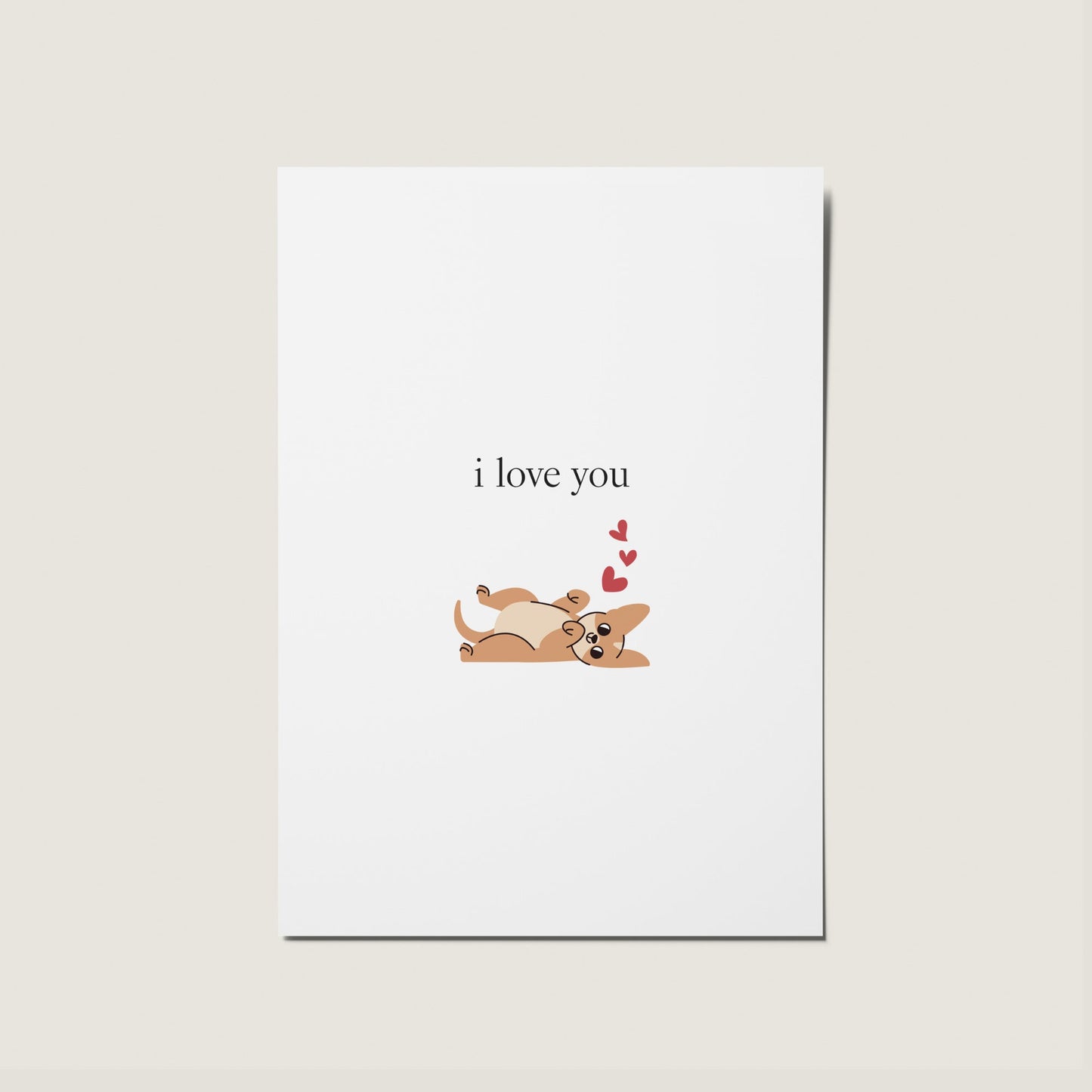 Cute Illustrated Dog I Love You Card