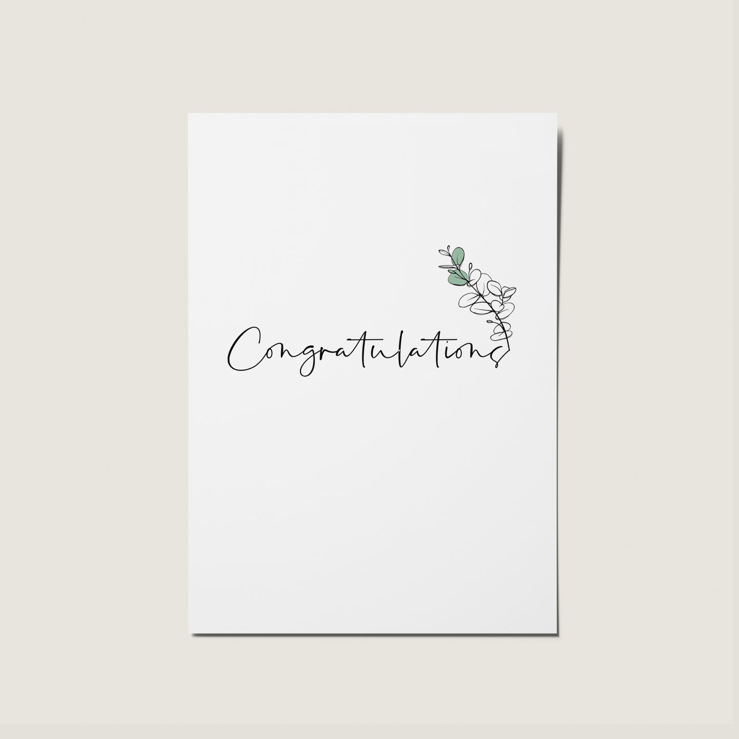 Eucalyptus Congratulations Floral Minimal Card