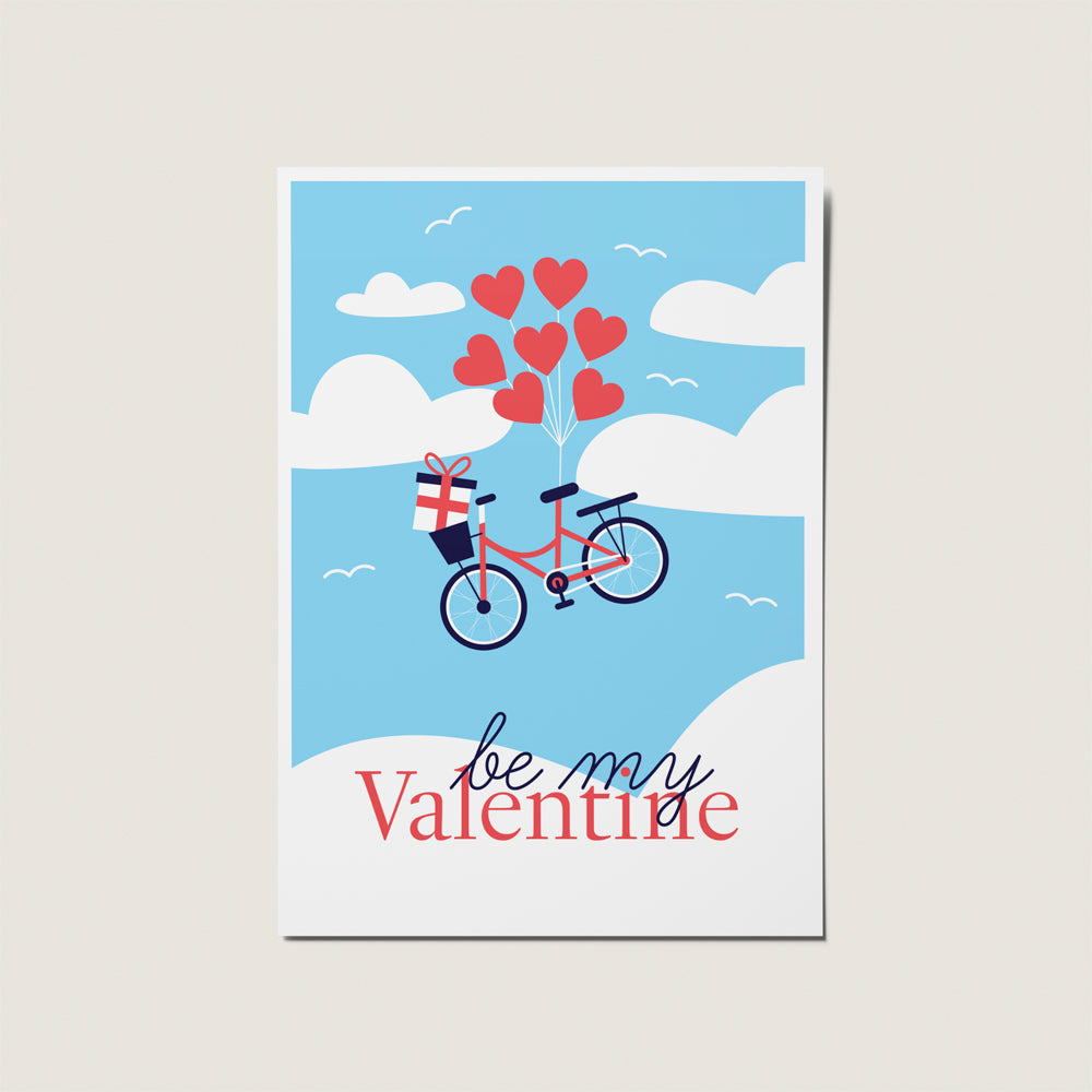 Retro Bike with Hearts, Be My Valentine, Valentines Day Card