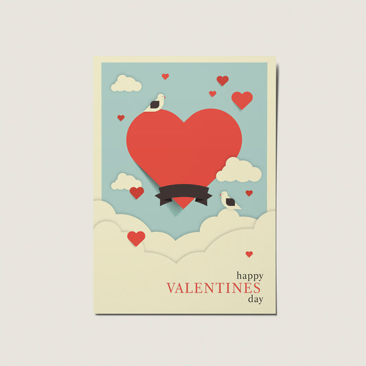 Retro Poster with Hearts, Happy Valentines Day, Valentines Day Card