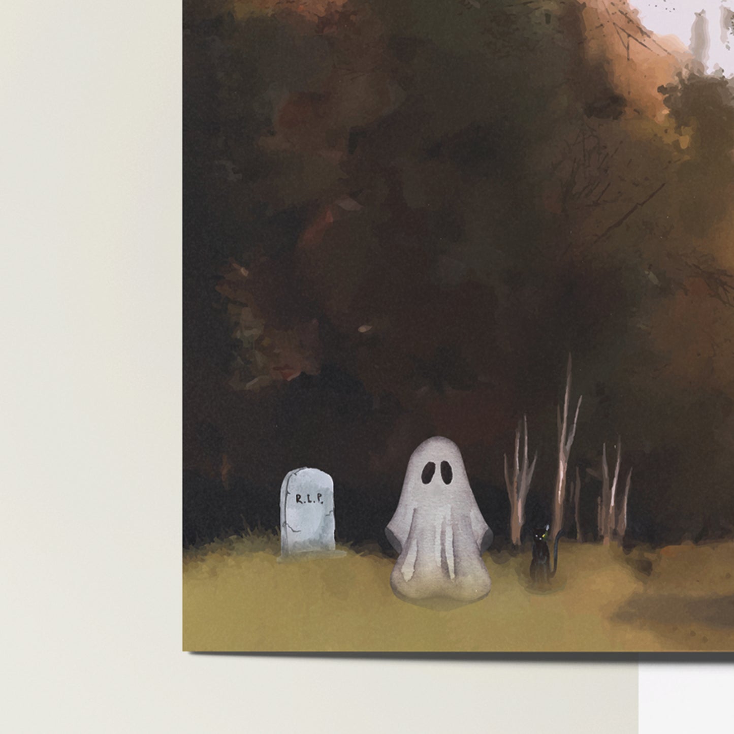 Halloween Spooky Ghost Painting Postcard