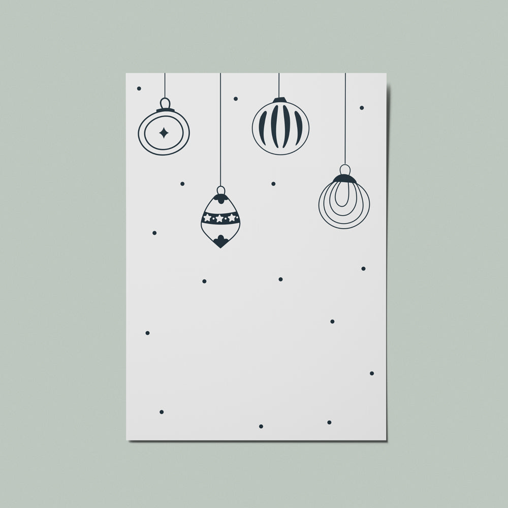 Christmas Baubles Minimal Illustrated Card