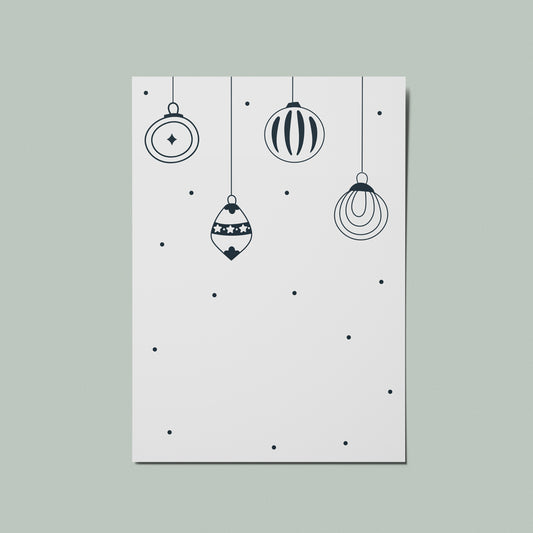 Christmas Baubles Minimal Illustrated Card