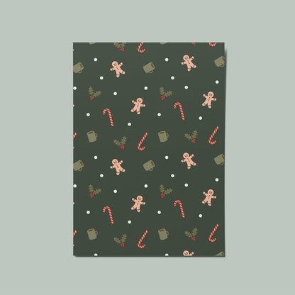 Dark Christmas Icon Pattern Illustrated Card