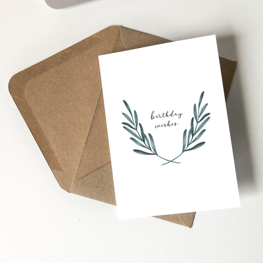 Birthday Wishes Fern Minimal Scandinavian Card