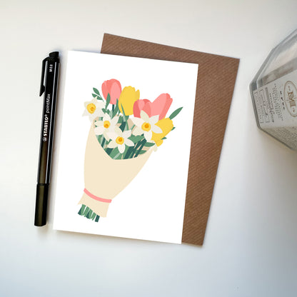 Floral Bouquet Tulip No Occasion Illustration Card