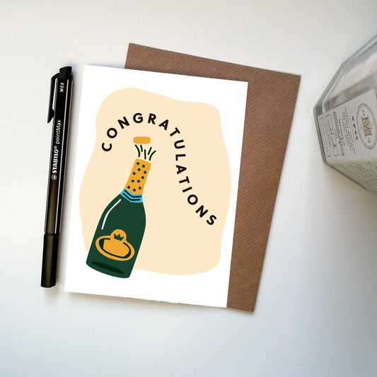 Congratulations Champagne Let's Celebrate Illustrated Card