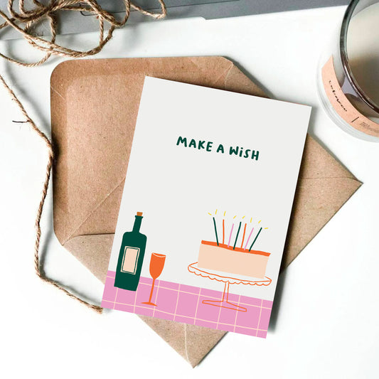 Make A Wish Happy Birthday Illustrated Card