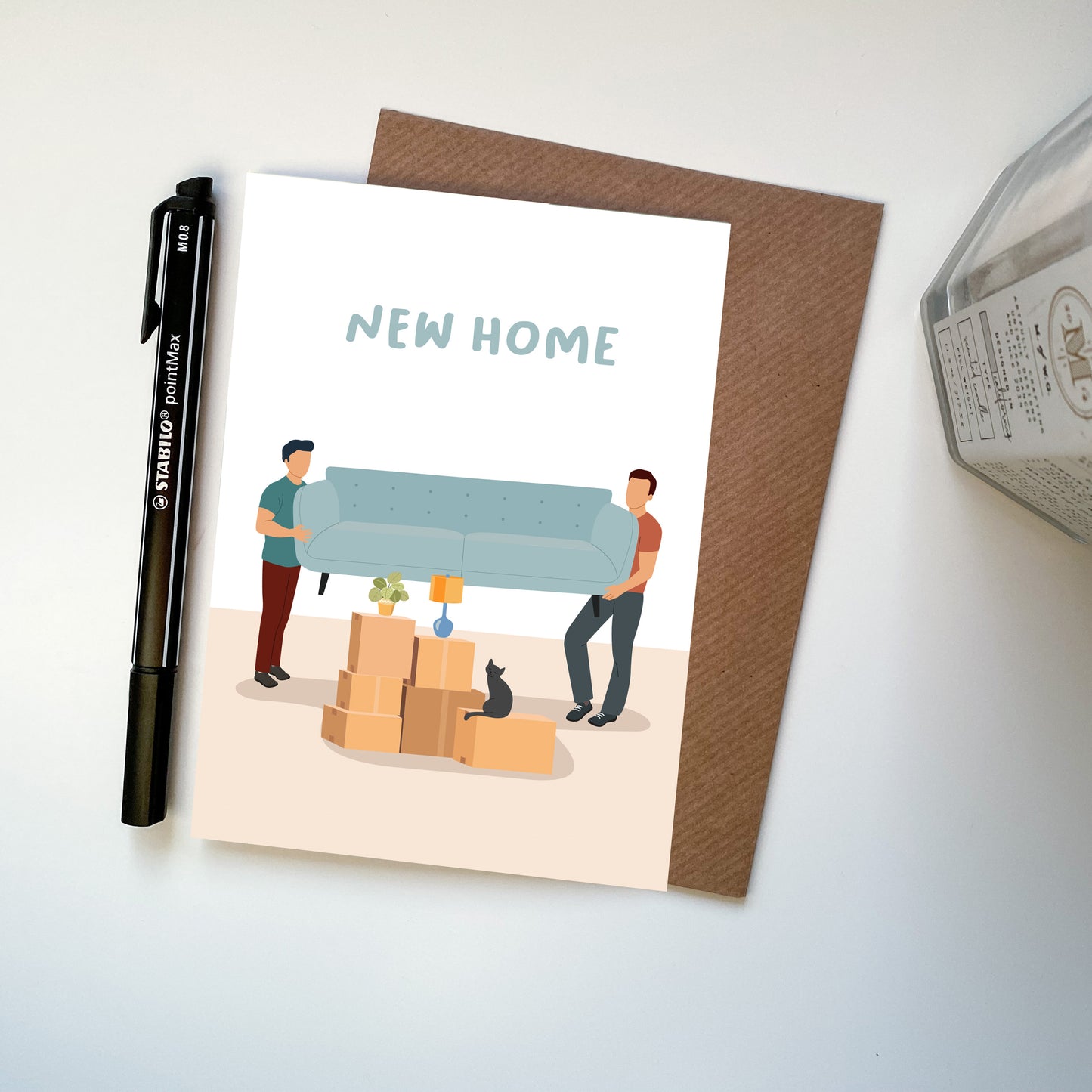 Gay LGBTQ New Home Simple Minimal Illustrated Card