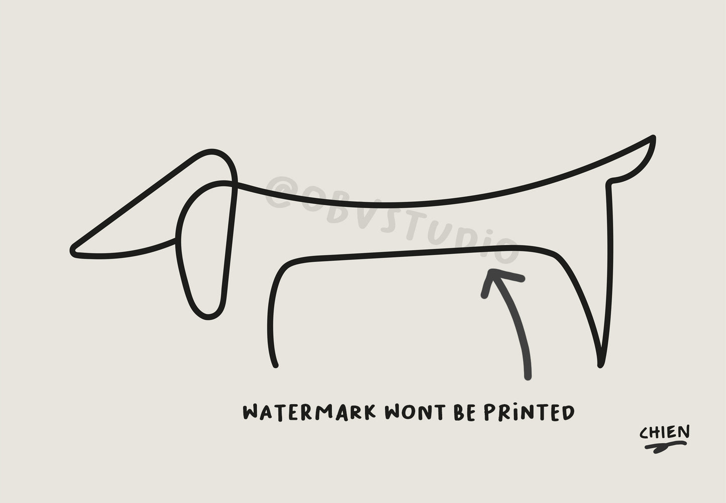 Dog Chien Minimal Line Drawing Art Print