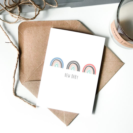 New Baby Boho Colourful Rainbow Card