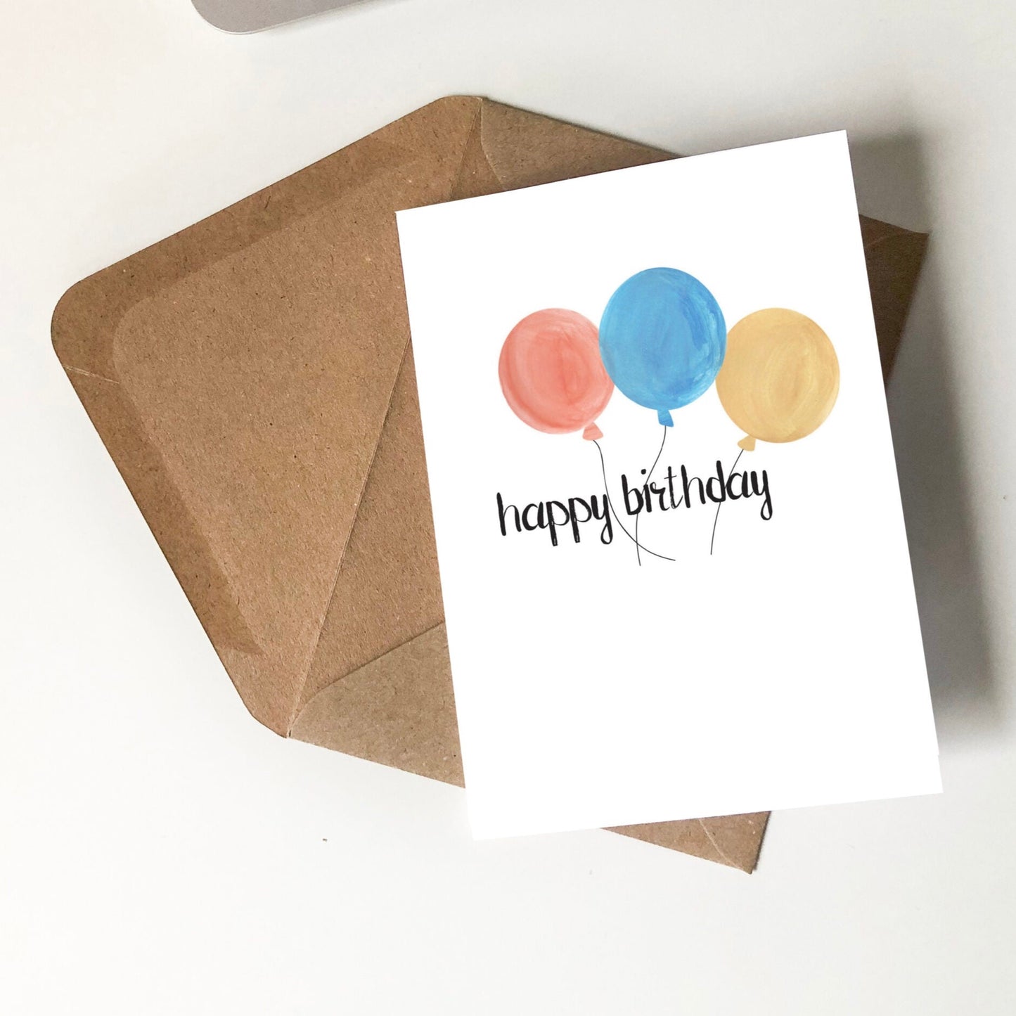 Happy Birthday Balloon Colourful Minimal Card