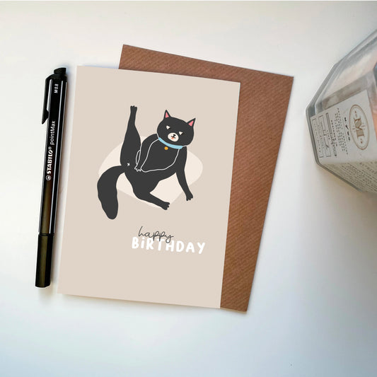 Birthday Cat Butt Fun Rude Humour Illustrated Card