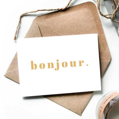 Bonjour French Hello Simple Minimal Card