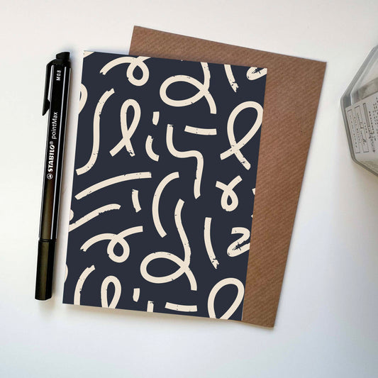 Dark Modern Line Boho Scandi All Occasion Card