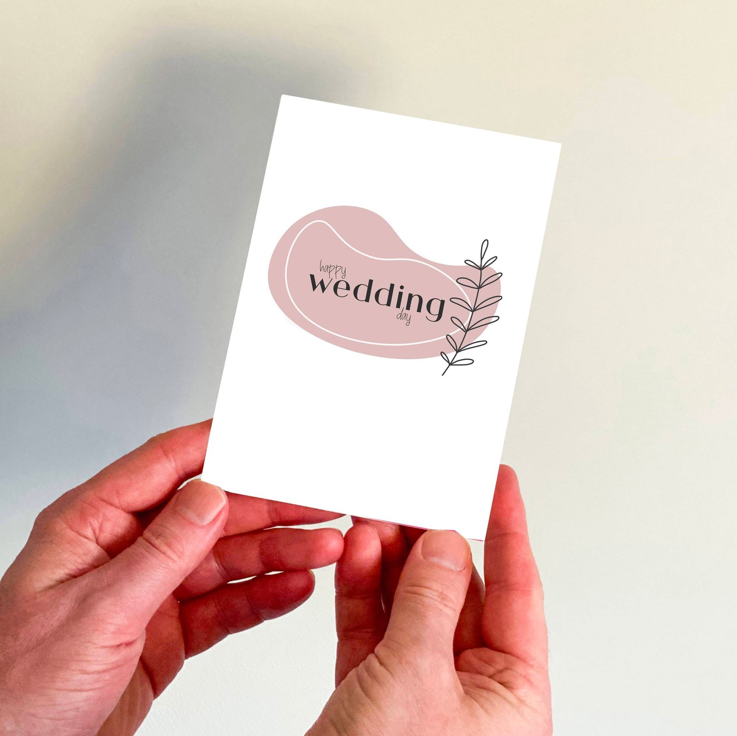 Happy Wedding Day Boho Minimal Pink Card