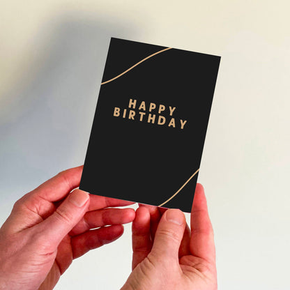 Happy Birthday Dark Lines Abstract Minimal Card