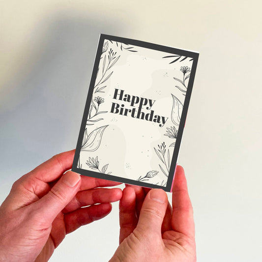 Happy Birthday Dark Floral Pattern Card
