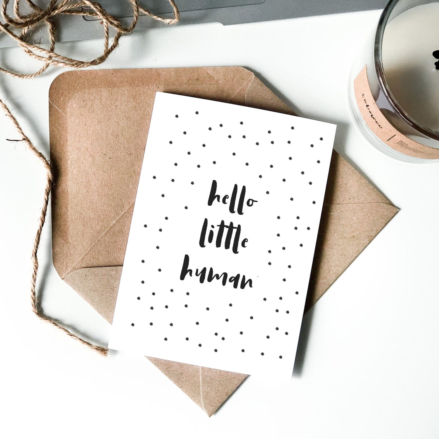 Hello Little Human Dotted Minimal Card