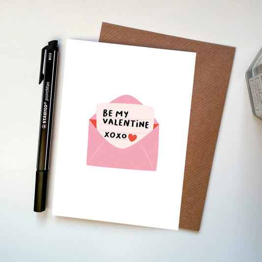 Fun Illustrated Cartoon Envelope Be My Valentine Card
