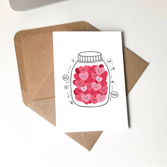 Jar Of Hearts Illustration Card