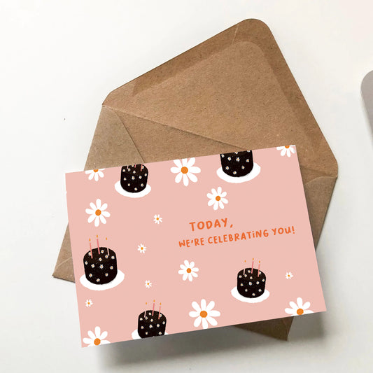 We're Celebrating You Illustration Cake Congratulations Birthday Card